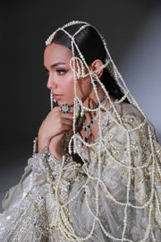 Moon Grey Pakistani Bridal Outfit with Intricate Embroidery