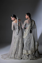 Elegant Moon Grey Pakistani Bridal Dress for Special Occasions
