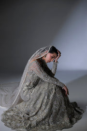 Elegant Moon Grey Pakistani Bridal Dress for Special Occasions