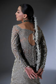 Elegant Moon Grey Pakistani Bridal Dress for Special Occasions