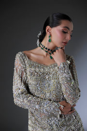 Elegant Moon Grey Pakistani Bridal Dress for Special Occasions