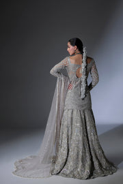 Elegant Moon Grey Pakistani Bridal Dress for Special Occasions