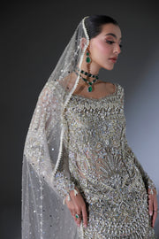 Elegant Moon Grey Pakistani Bridal Dress for Special Occasions