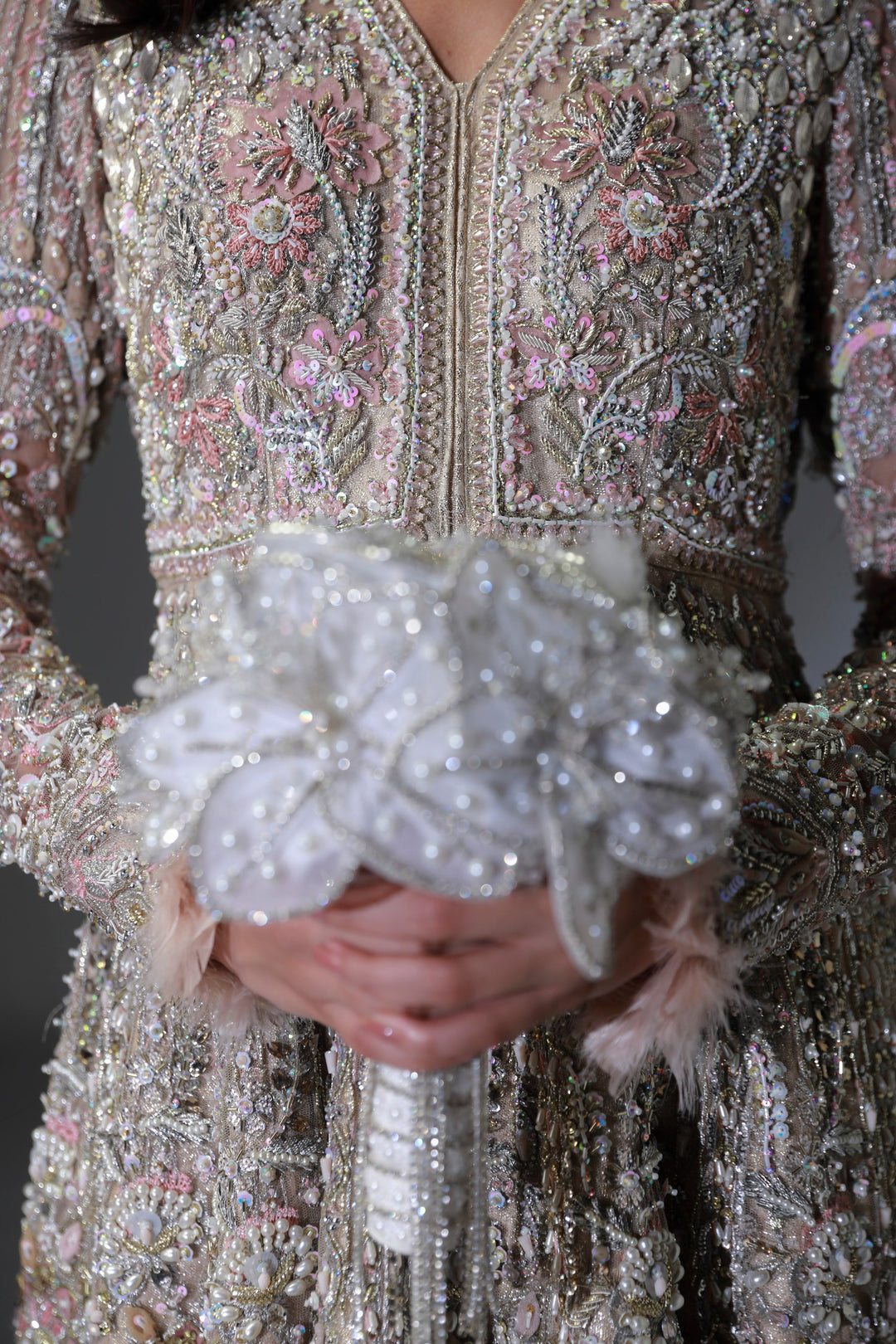 Subtle Pink Pakistani Bridal Outfit with Intricate Embroidery