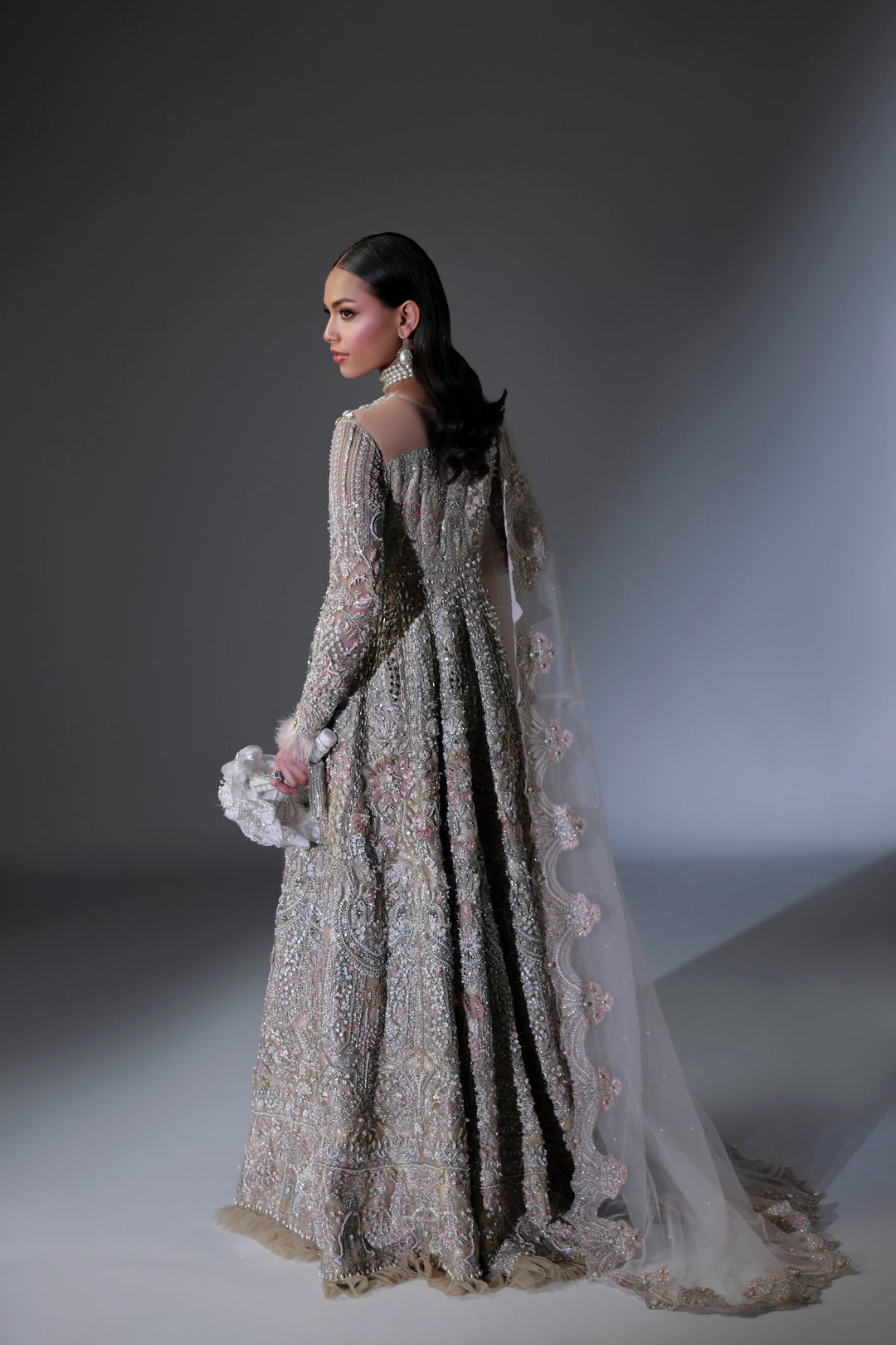 Subtle Pink Pakistani Bridal Outfit with Intricate Embroidery