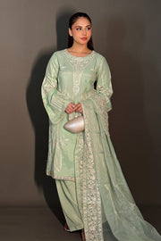 Charcoal Embroidered Organza Ensemble Pakistani Dress