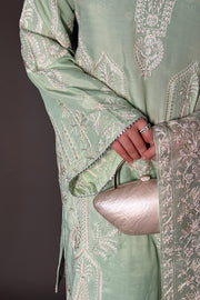 Charcoal Embroidered Organza Ensemble Pakistani Dress