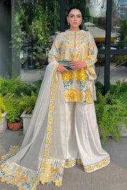 White Embroidered Organza Ensemble With Dupatta Pakistani Party