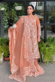 Peach Embroidered Organza Ensemble Pakistani Dress