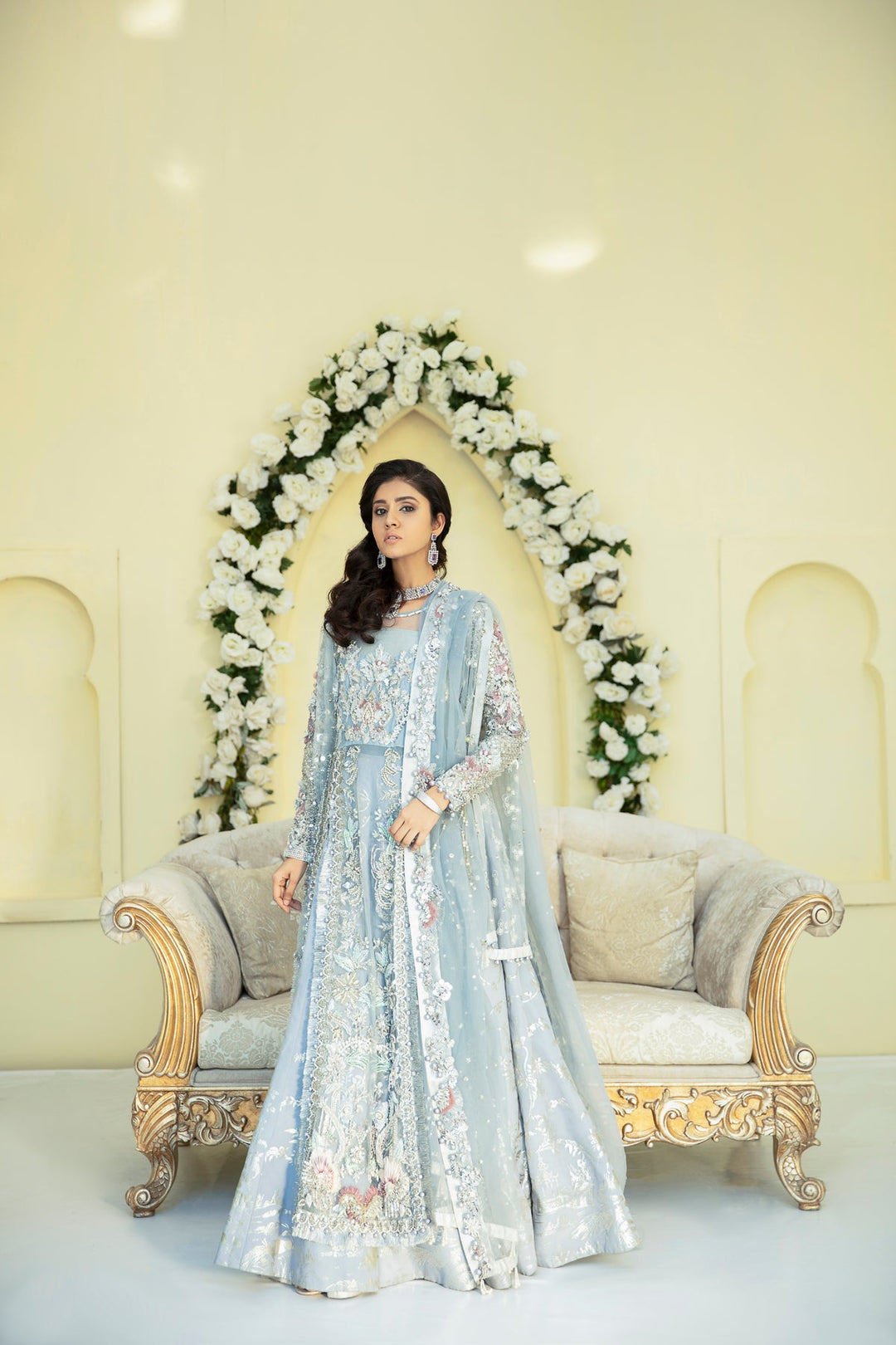 Stunning Silver Grey Pakistani Bridal Dress for Elegance