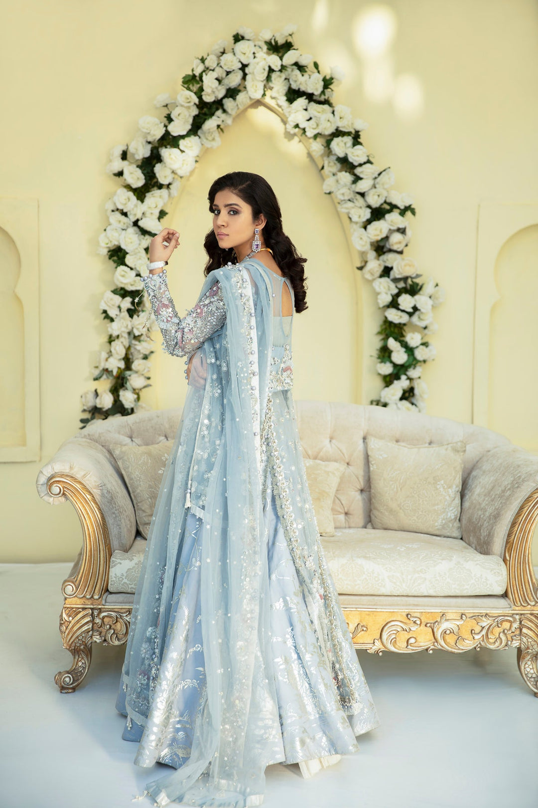 Stunning Silver Grey Pakistani Bridal Dress for Elegance