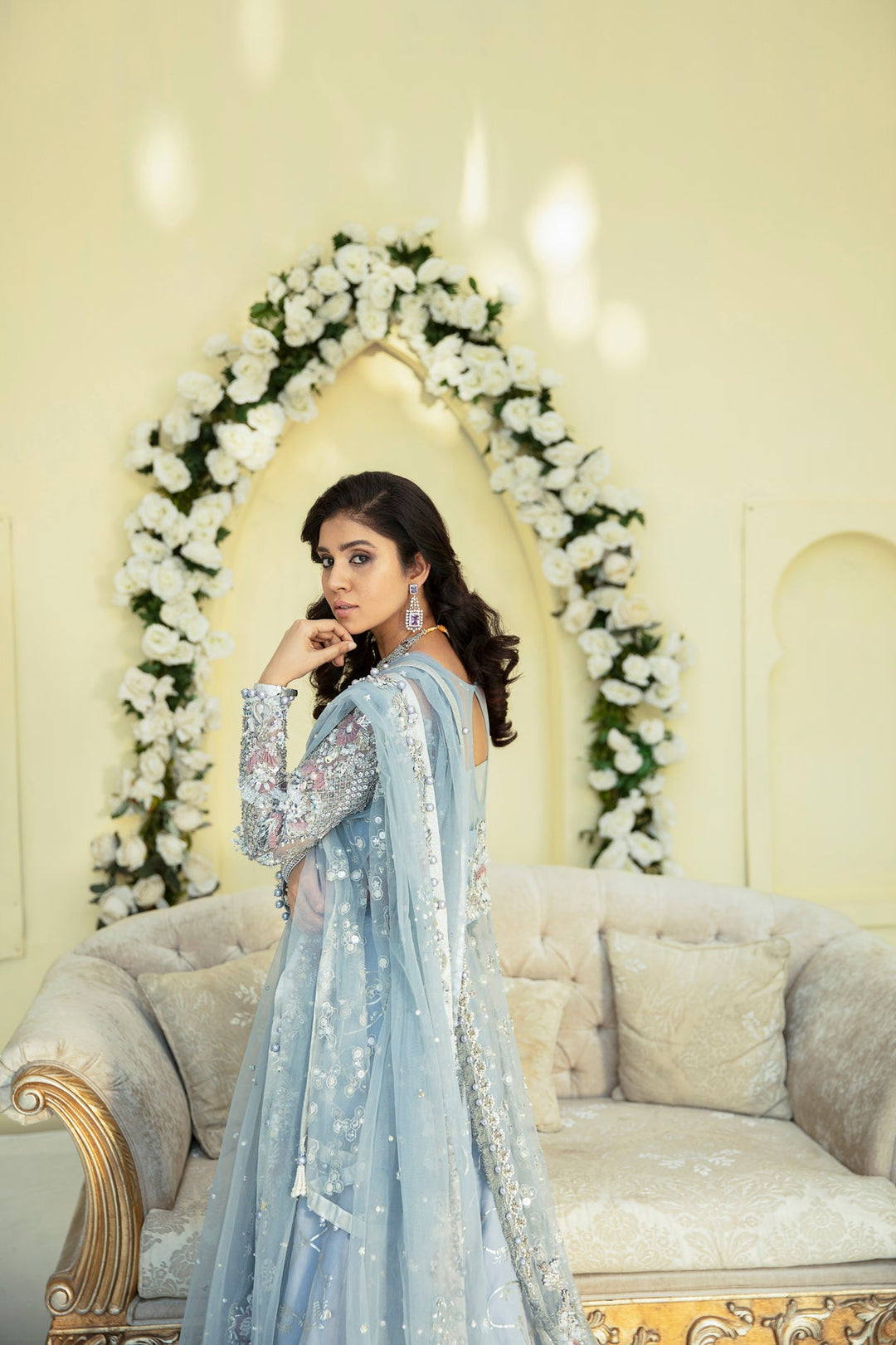 Stunning Silver Grey Pakistani Bridal Dress for Elegance