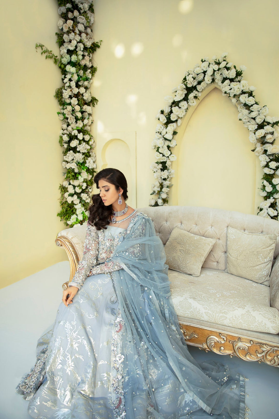 Stunning Silver Grey Pakistani Bridal Dress for Elegance