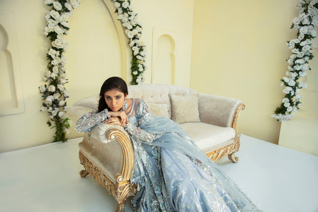 Stunning Silver Grey Pakistani Bridal Dress for Elegance