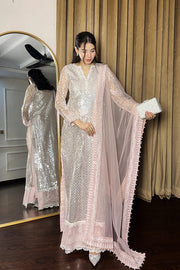 Pink Embroidered Organza Ensemble With Dupatta Pakistani