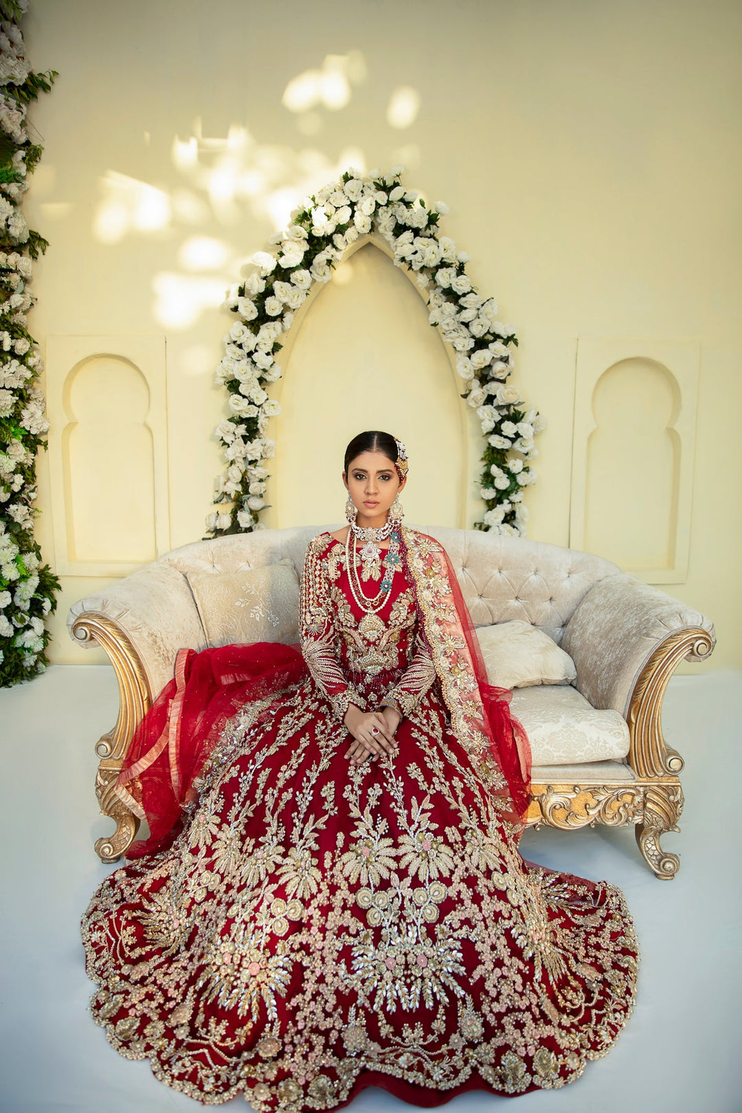 Elegant Deep Red Pakistani Bridal Dress for Weddings