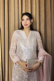 Pink Embroidered Organza Ensemble With Dupatta Pakistani