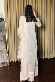 Pink Embroidered Organza Ensemble With Dupatta Pakistani