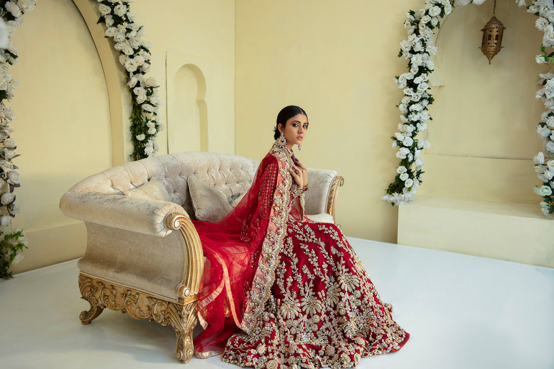 Elegant Deep Red Pakistani Bridal Dress for Weddings