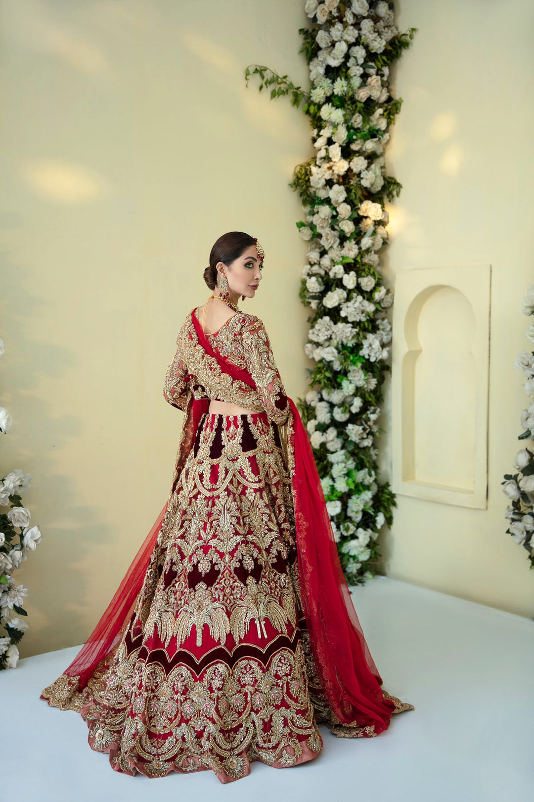 Regal Red Pakistani Bridal Dress with Luxurious Embellishments
