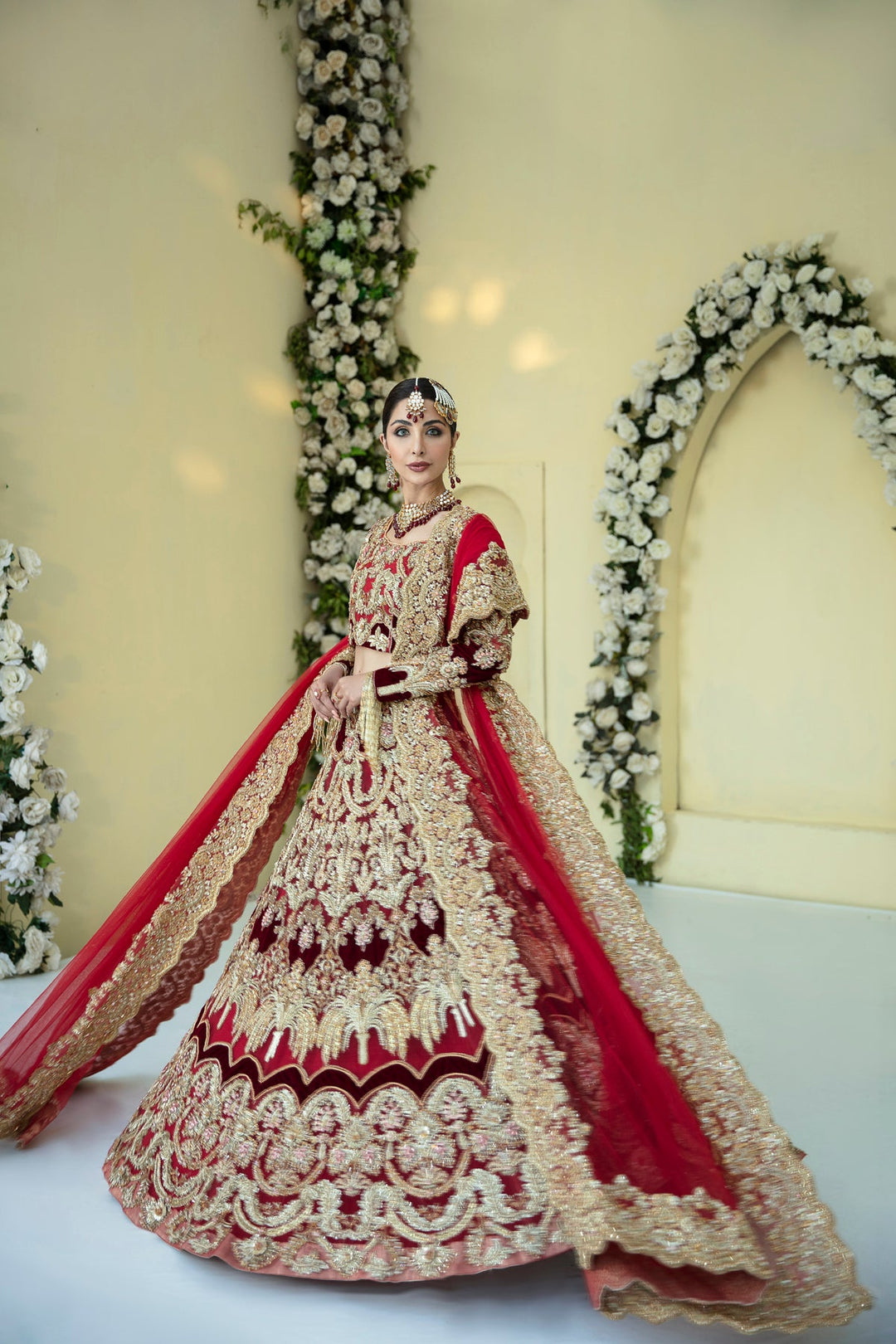 Regal Red Pakistani Bridal Dress with Luxurious Embellishments