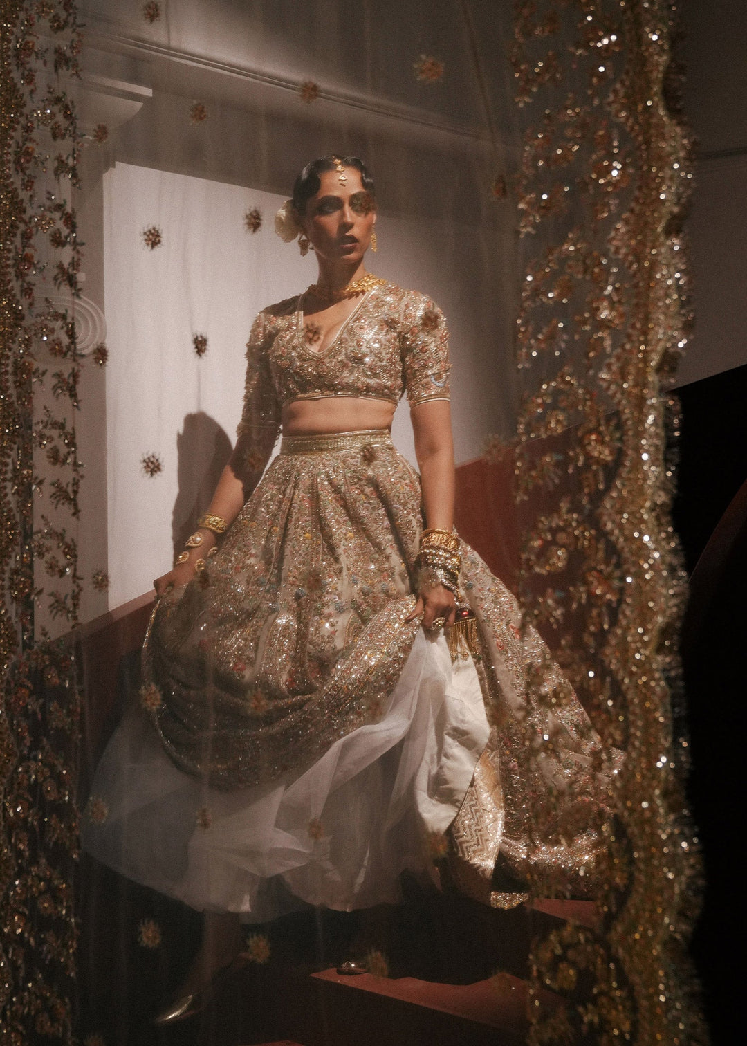 Elegant Ivory Pure Organza Pakistani Party Dress