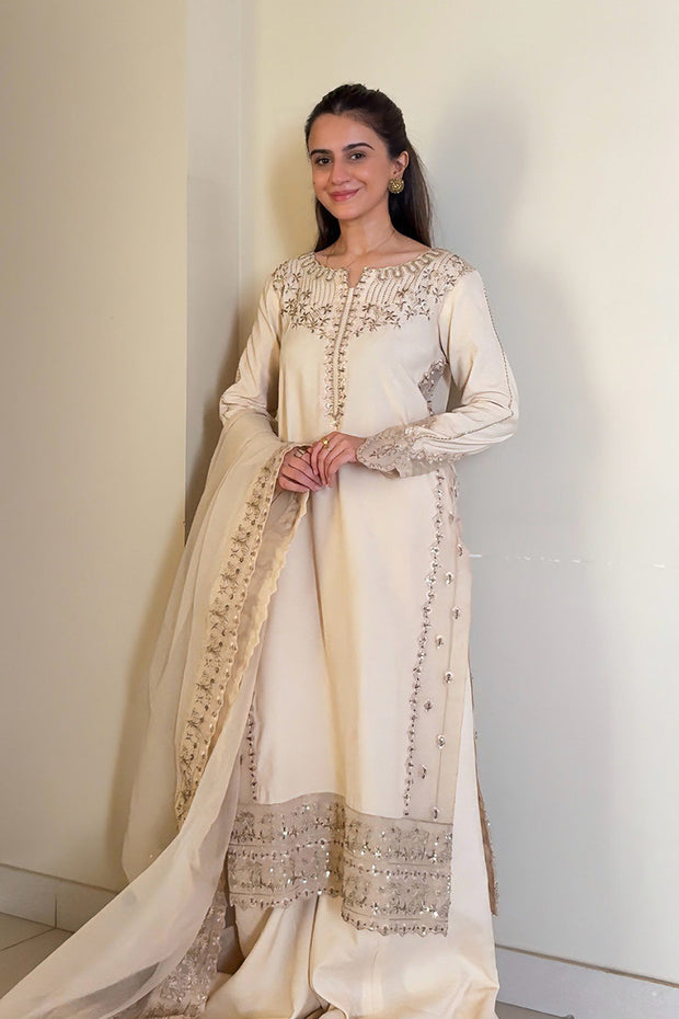 Dusty Pink Embroidered Organza Ensemble Pakistani Party Dress