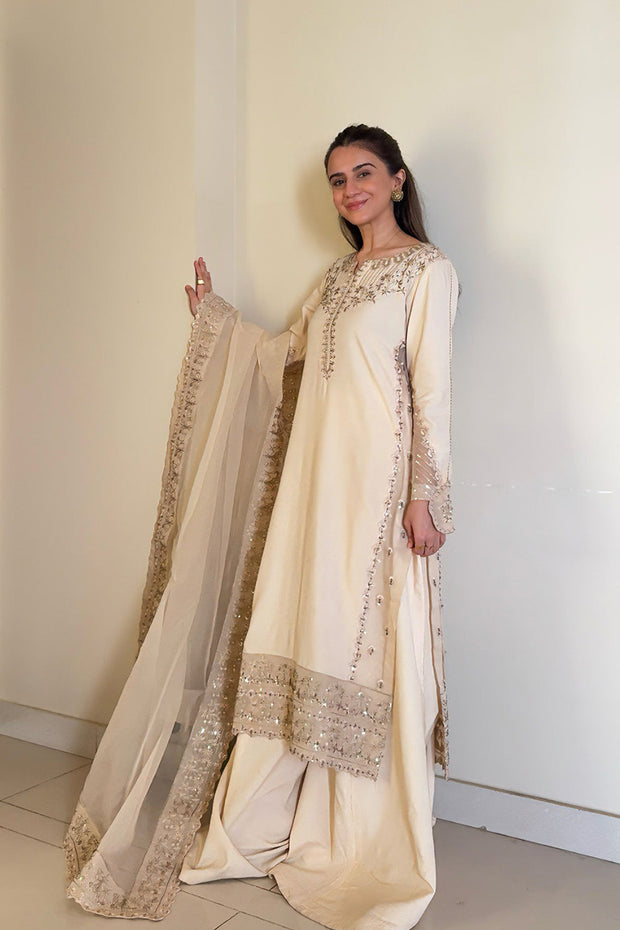 Dusty Pink Embroidered Organza Ensemble Pakistani Party Dress