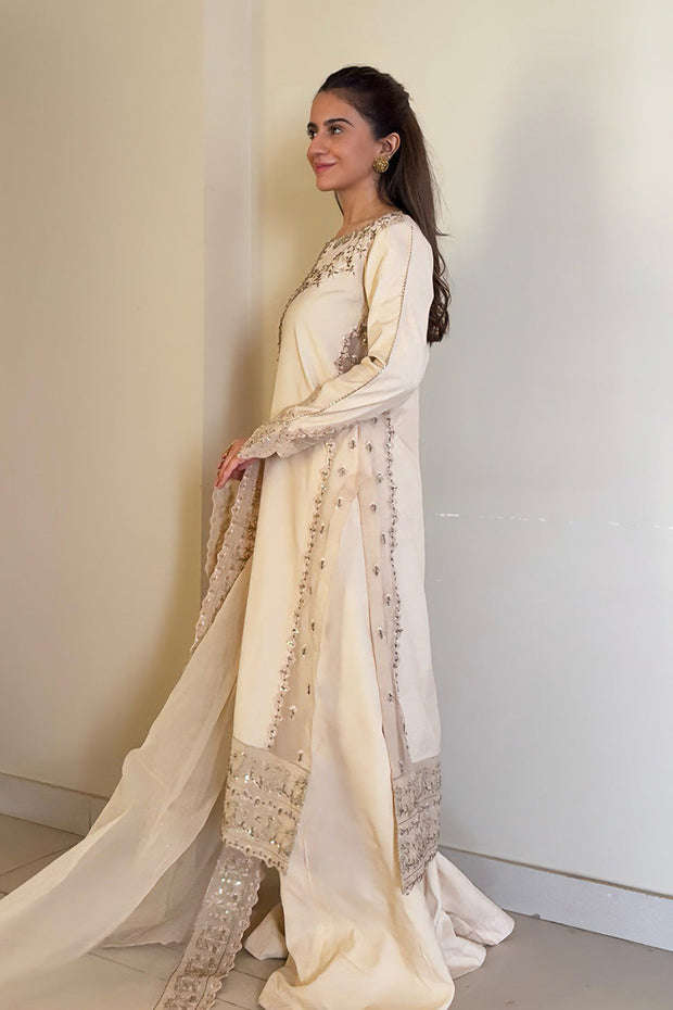 Dusty Pink Embroidered Organza Ensemble Pakistani Party Dress