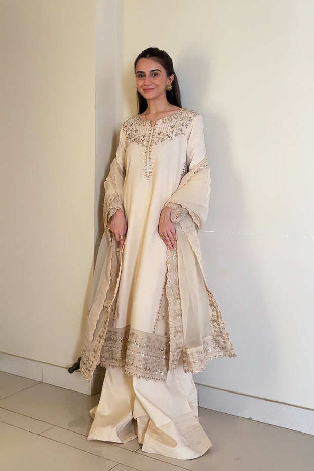 Dusty Pink Embroidered Organza Ensemble Pakistani Party Dress