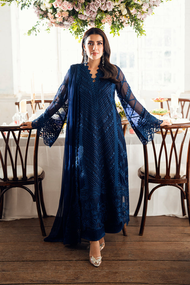 blue chiffon dress pakistani RANGREZA AL-4357 - pakistani clothing brand