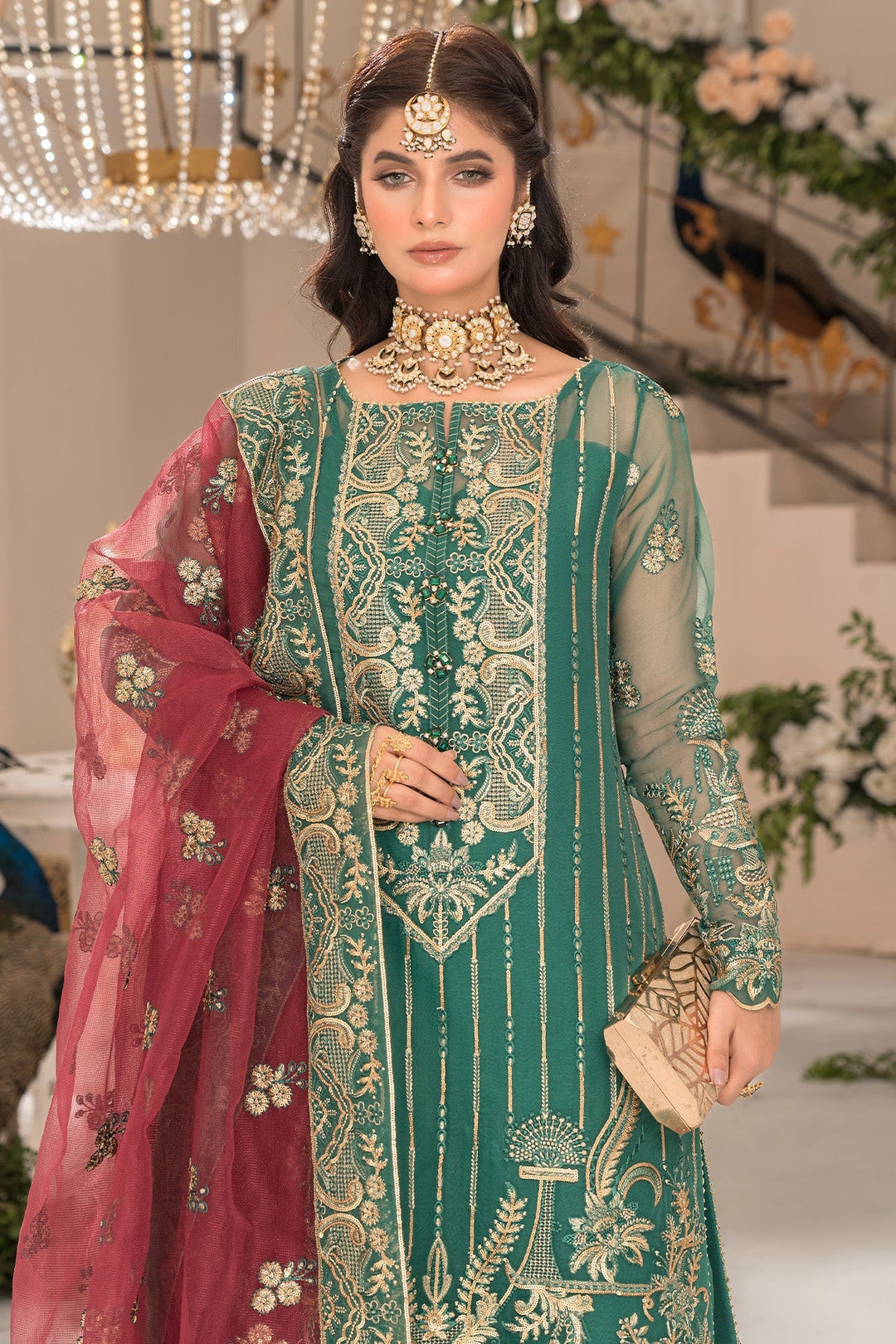 Imrozia Elegant Organza Pakistani Dresses Embroidered Shirt Shirt