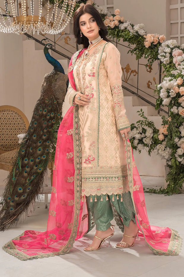 Embroidered Organza Ensemble With Dupatta 5048
