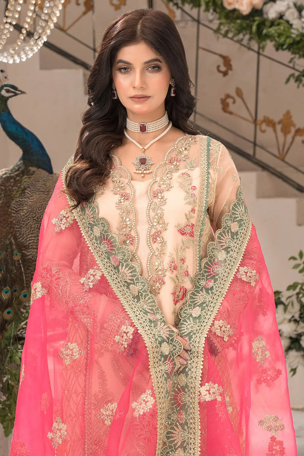 Embroidered Organza Ensemble With Dupatta 5048