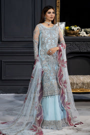 Ice Blue Luxury Silver Embroidered Pakistani Salwar Kameez Dupatta