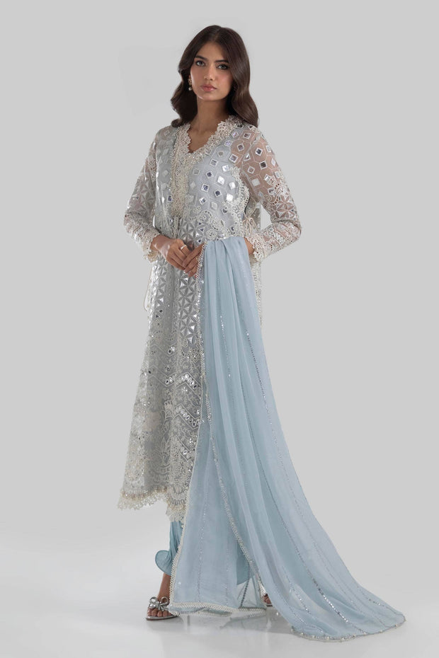 Ice Blue Straight Shirt Style Luxury Pret Pakistani Salwar Kameez