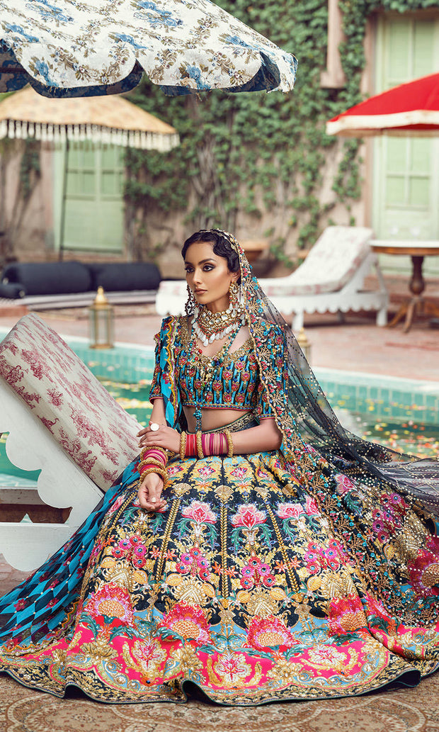 Indian Bridal Dress in Black Lehenga Choli Style