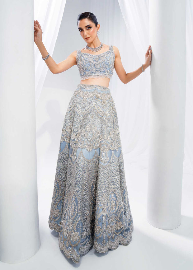 Indian Bridal Dress in Blue Choli Lehenga Style