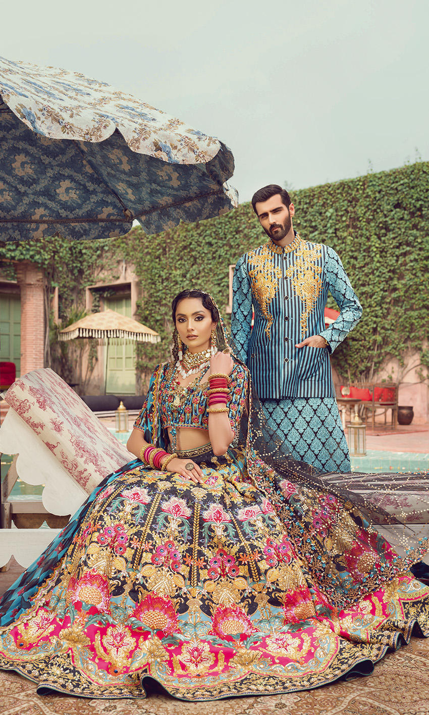 Indian Bridal Dress in Royal Black Lehenga Choli Style MEDIUM