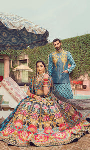 Indian Bridal Dress in Royal Black Lehenga Choli Dupatta Style