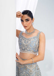 Indian Bridal Dress in Wedding Blue Choli and Lehenga Style