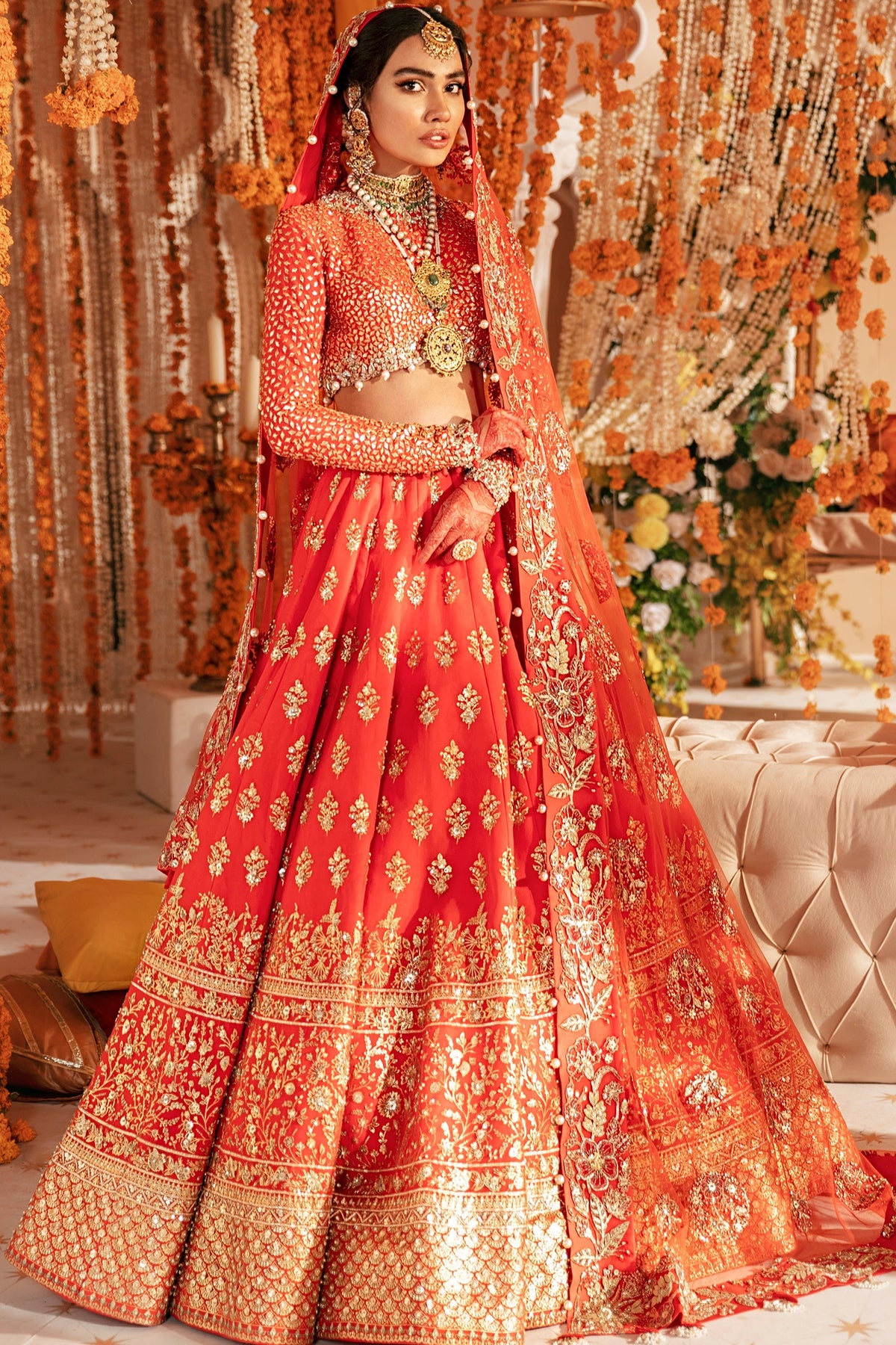 Indian Bridal Dress in Wedding Choli and Lehenga Style – Nameera by Farooq