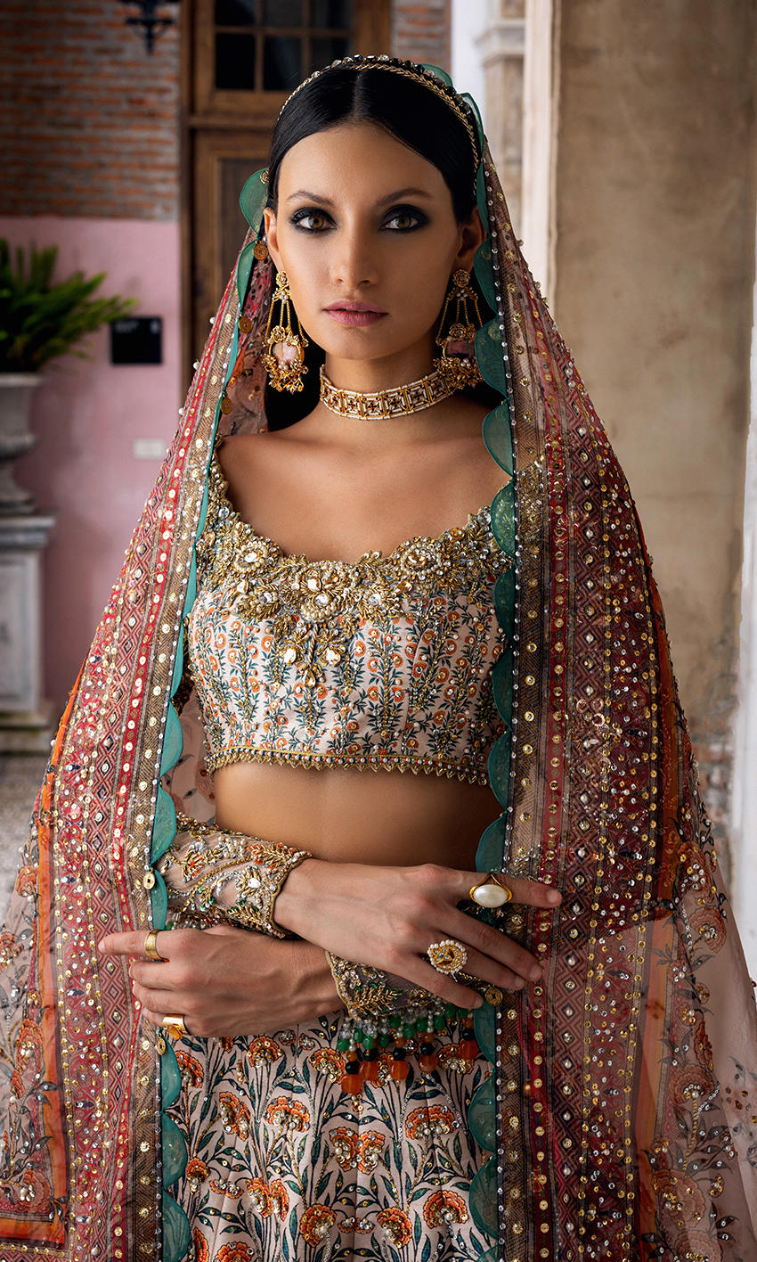 Indian Bridal Dress in Wedding Lehenga and Choli Style – Nameera by Farooq