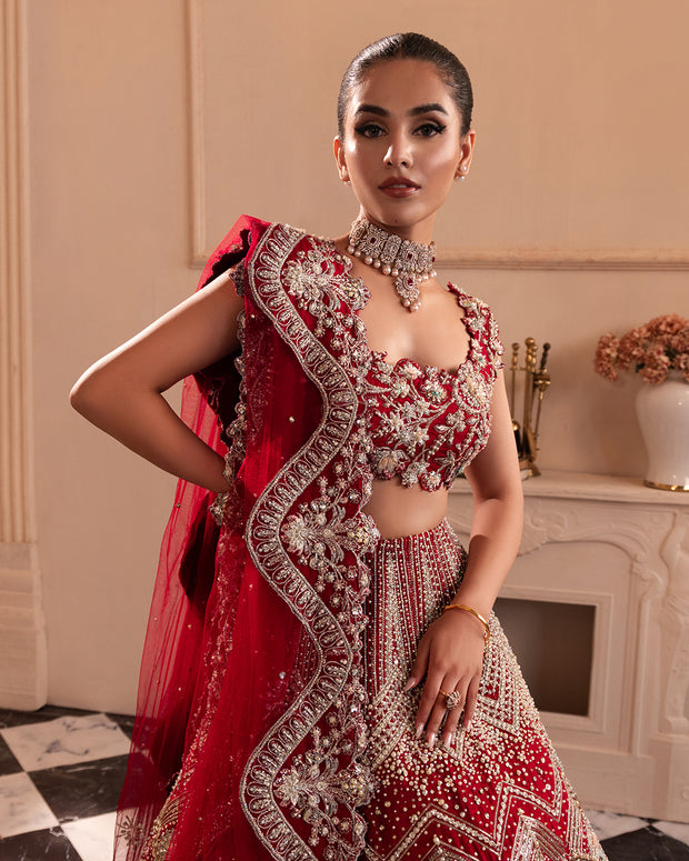 Indian Bridal Dress in Wedding Red Choli Lehenga Style