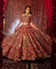 Indian Bridal Red Lehenga Choli Dupatta for Wedding