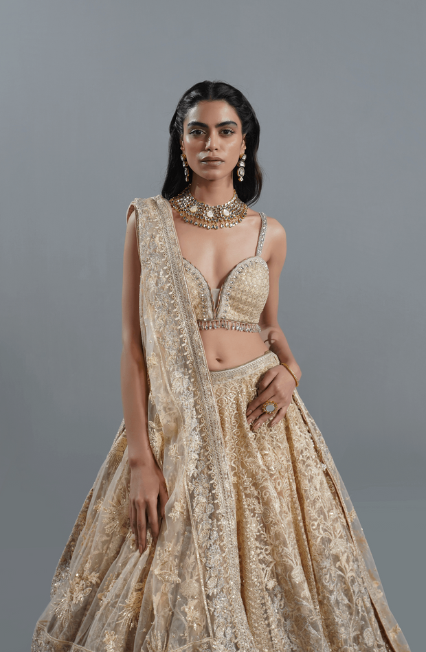 Indian Wedding Dress in Bridal Net Lehenga Choli Style