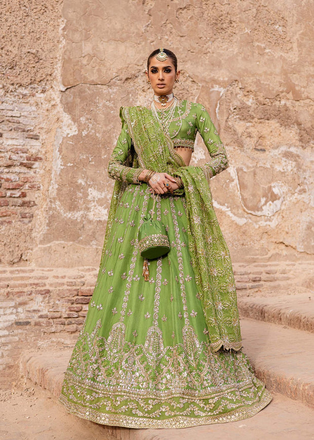 Indian Wedding Dress in Green Lehenga and Choli Style