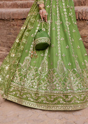 Indian Wedding Dress in Green Lehenga and Choli Style Online