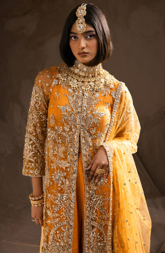 Indian Wedding Dress in Open Jacket and Trouser Style Nameera by Farooq Indian Wedding Dress in Open Jacket and Trouser Style Nameera by Farooq