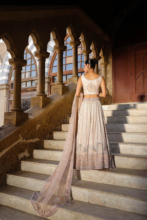 Indian Wedding Dress in Raw Silk Lehenga Choli Style Online